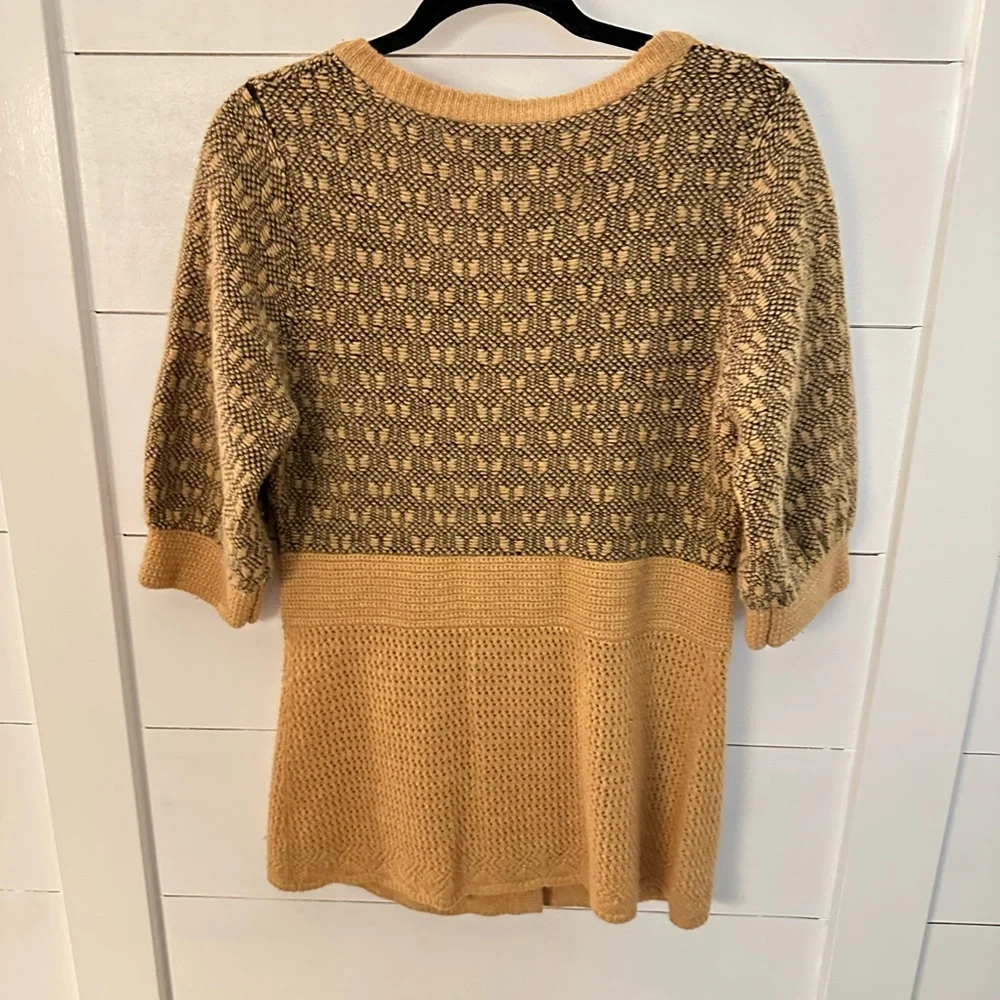 ANTHROPOLOGY L LIA MOLLY mixed print double button boho wool-cotton sweater - Picture 2 of 15